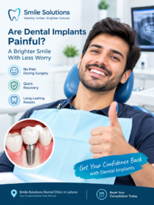 Are dental implants painful? Patient discussing dental implant treatment in Lahore